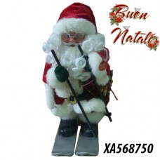 Babbo Natale musicale con sci 30cm